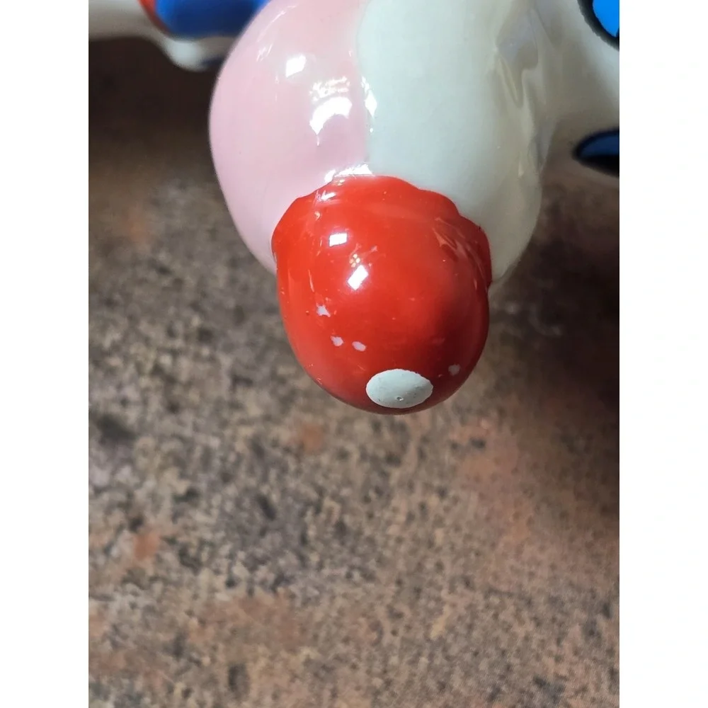 Vintage EDASA Brazil Ceramic Clown Dog Figurine, Mid-Century Whimsical 4.5